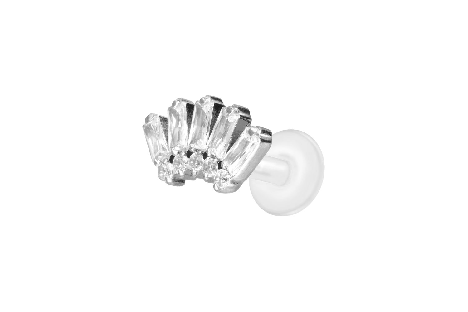 PTFE Labret Piercing mit Innengewinde + Titan-Aufsatz 10 EINGEFASSTE KRISTALLE